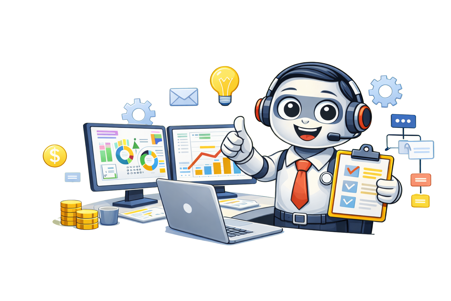 Illustration of robot automating business tasks